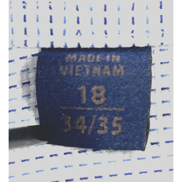 David Donahue Horizontal Dress Shirt Button Up Long Sleeve Size 18 Trim - 34/35 - Picture 9 of 13